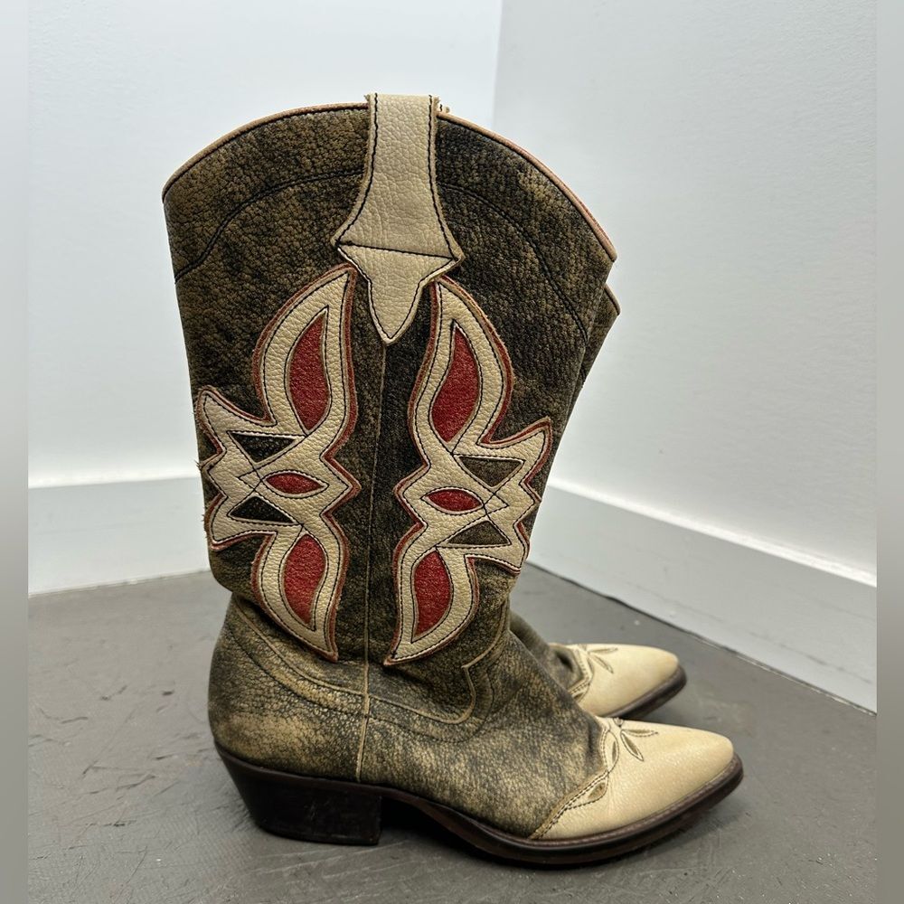 Vintage Nine West 90's Western Boots Cowgirl Leather Knee High Size 8